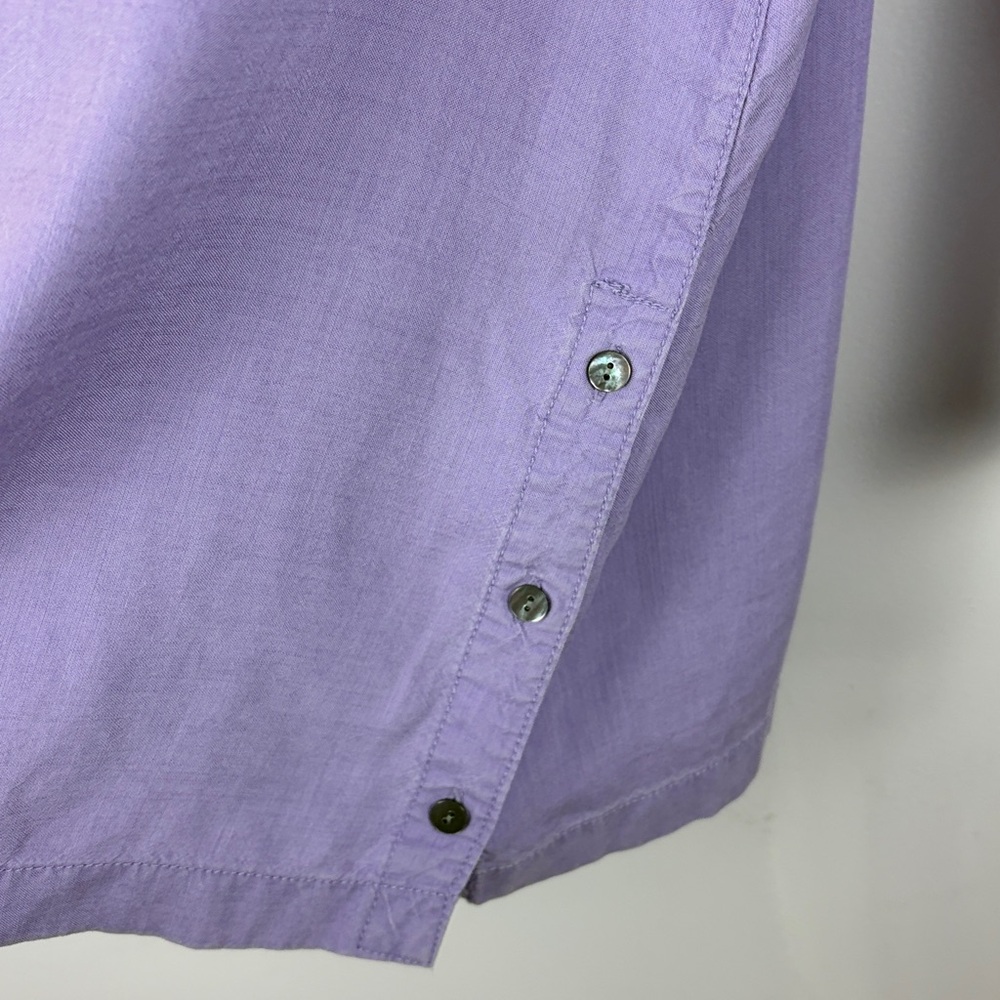 J. Jill Classic Button-Down Long Sleeve Tunic Shirt 100% Tencel Large Lavender - Picture 10 of 12